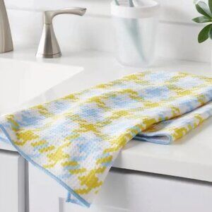Set Of 2 Waffle Hand Towels Room Essentials Blue/Yellow Houndstooth 16×26"